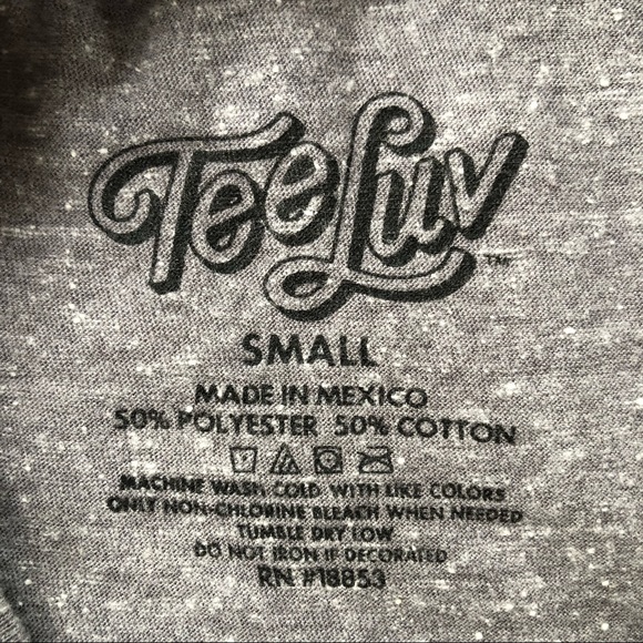 TEE LUV • Blue Moon Logo Heathered Gray Mens Tee Size Small - Picture 3 of 10